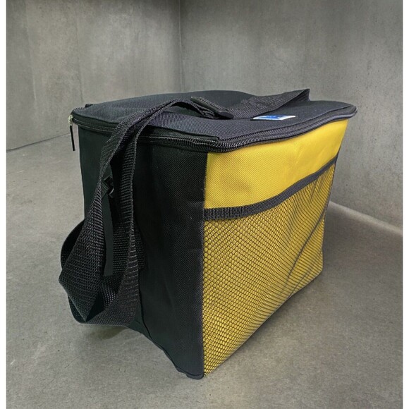 Ice Cubed Insulated Cooler Bag w/Front Mesh Pocket Black Blue Adjustable Strap - Picture 1 of 13